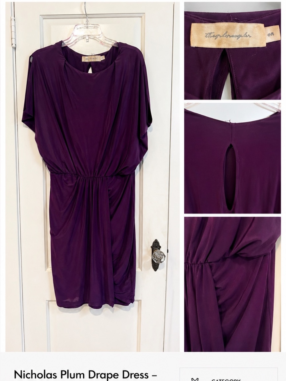 NICHOLAS Plum Draped Midi Dress